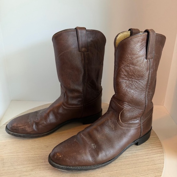 Justin Roper Boots Women’s 9 B Brown Leather Round Toe Made in USA Style L3714 - Picture 3 of 6